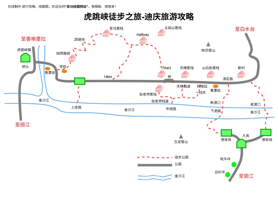 虎跳峡徒步之旅-迪庆旅游攻略模板预览