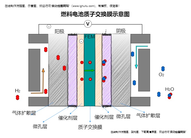燃料电池质子交换膜示意图模板预览