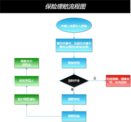 保险理赔流程图模板预览