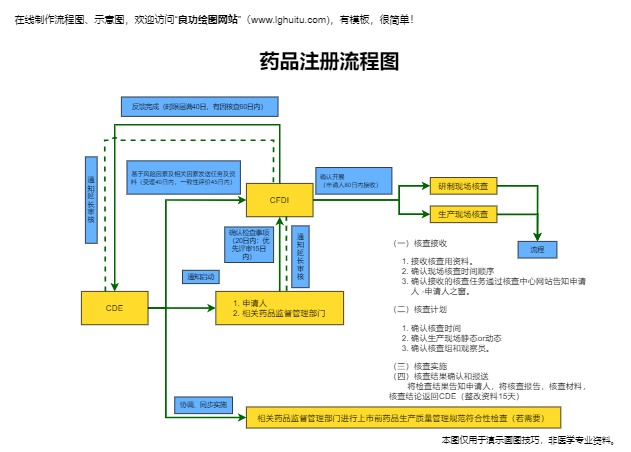 药品注册流程图模板预览