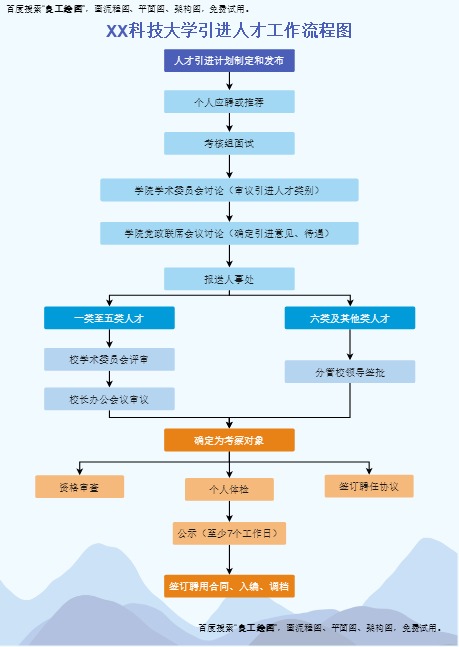 XX大学人才引进工作流程模板预览