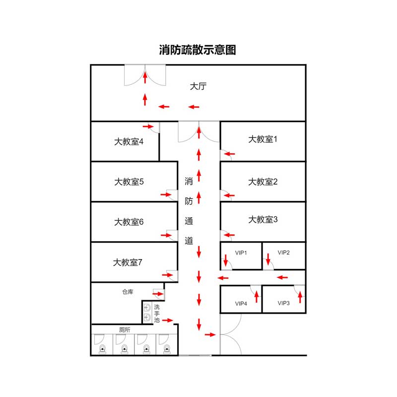 培训学校消防疏散图模板(点击直接编辑)