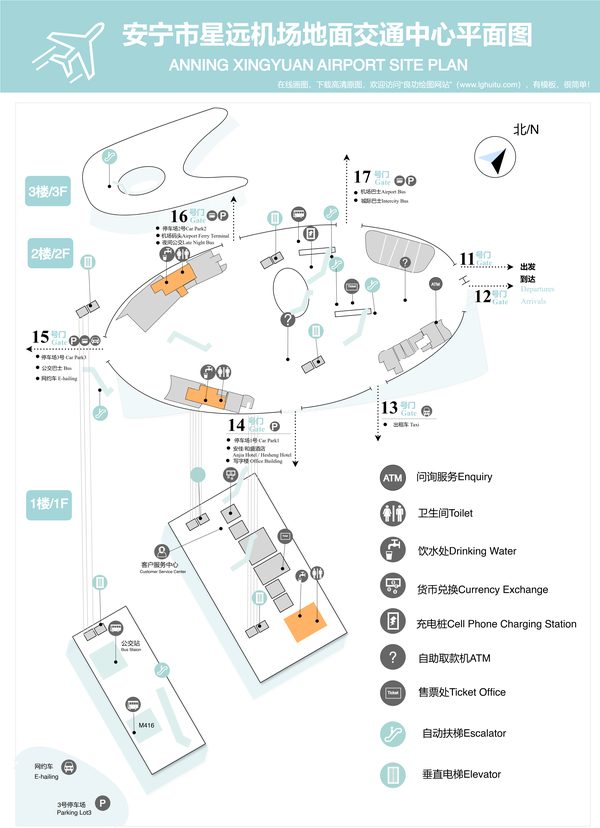 机场地面交通层平面图(点击直接编辑)